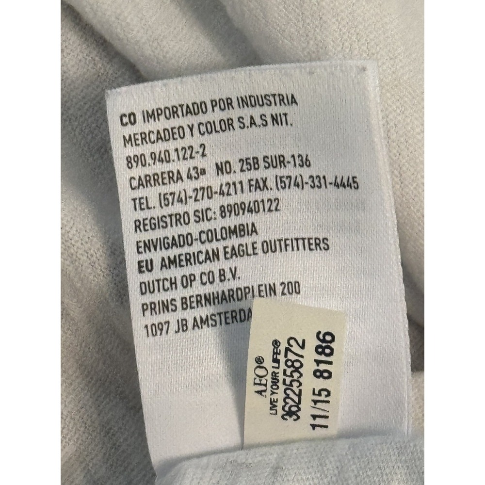American Eagle T Shirt Mens Size M White Legend T Classic Fit Slub Knit Logo - Picture 9 of 9